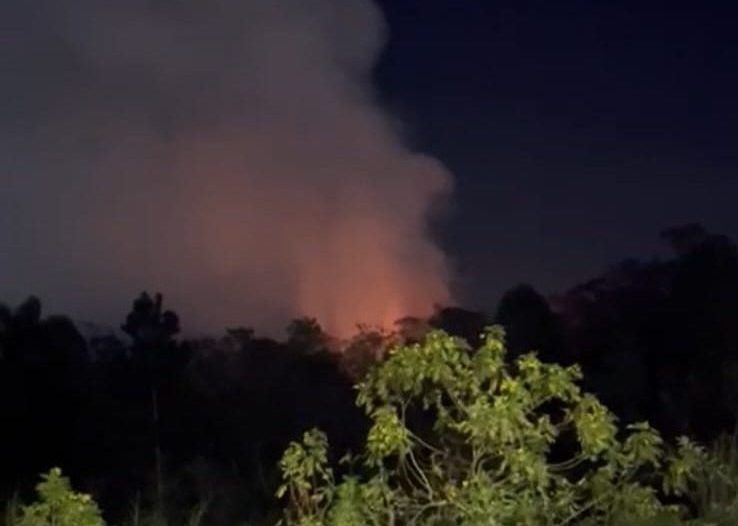 VÍDEO: Incêndio de grande proporção atinge área de mata em Mogi