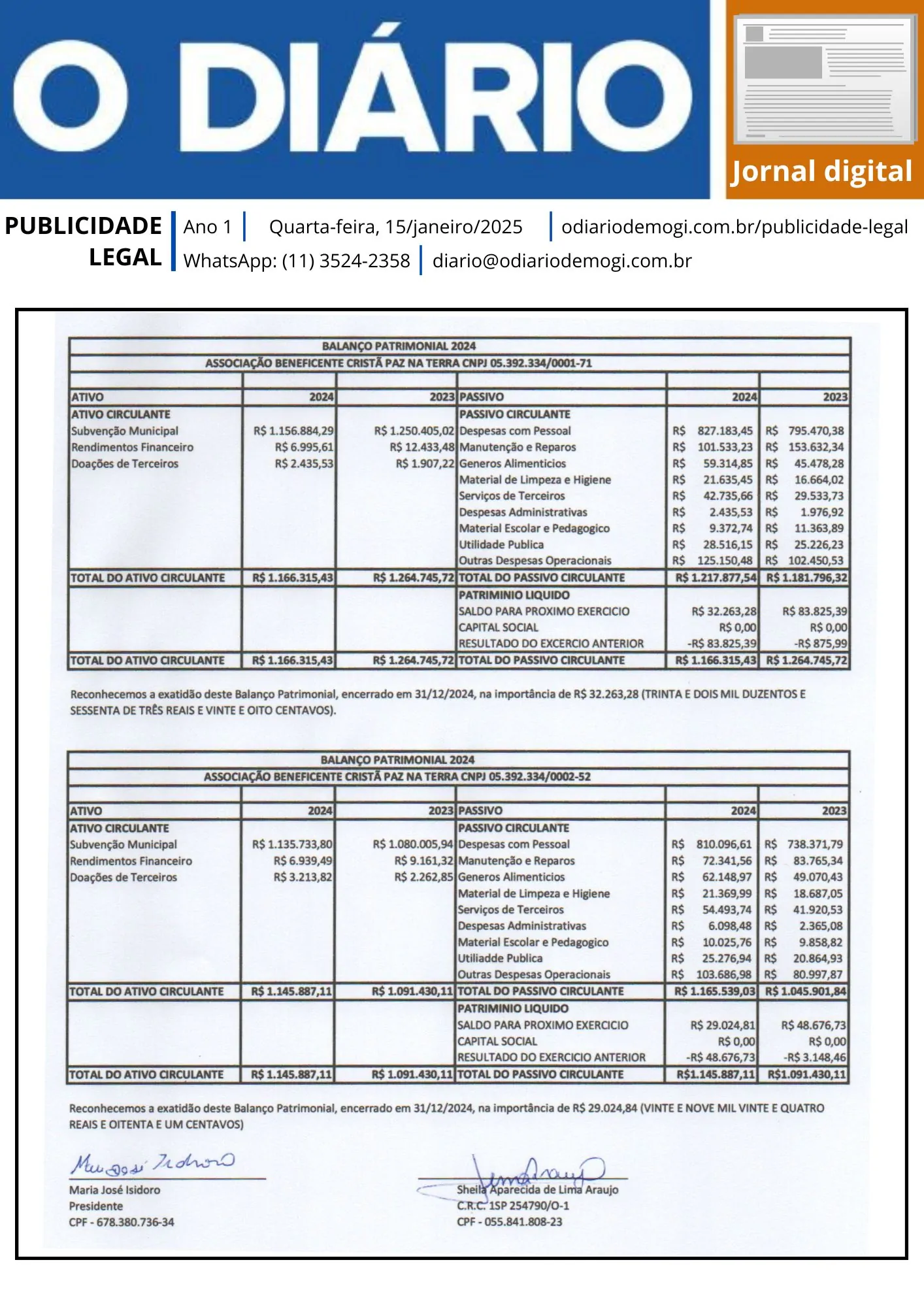 15 de janeiro de 2025