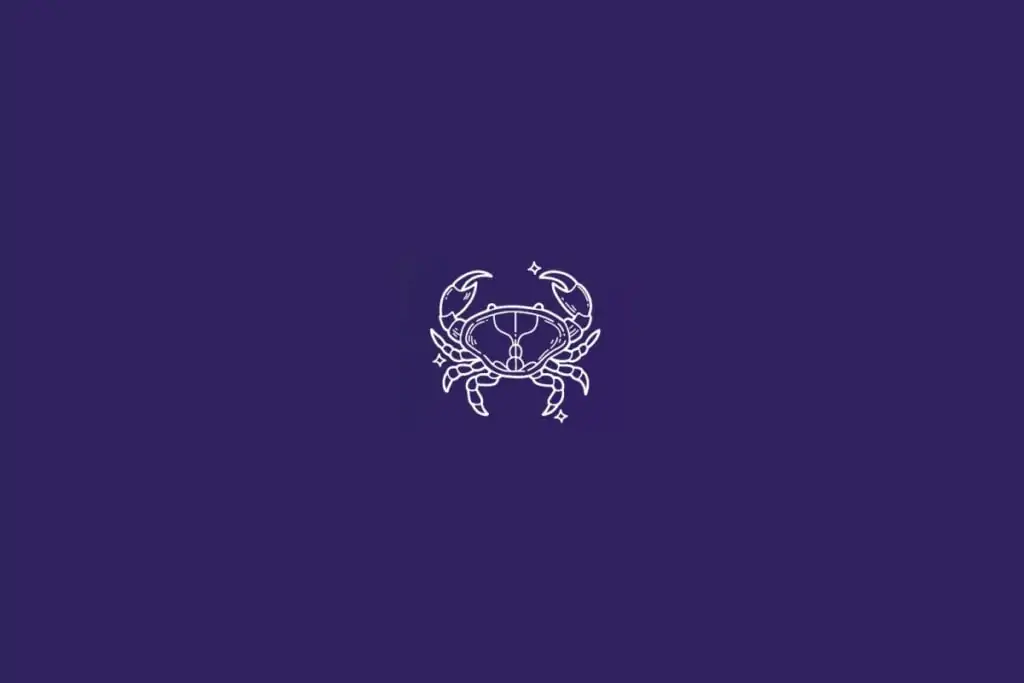 Ilustração do signo de Câncer em um fundo roxo