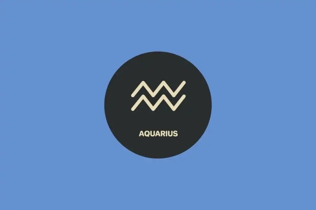 Ilustração do signo de Aquário em um círculo sobre um fundo azul