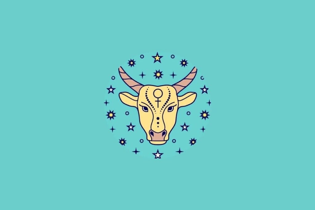 Ilustração do signo de Touro em um fundo verde