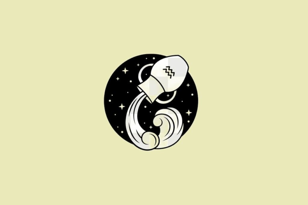 Ilustração do signo de Aquário em um fundo creme