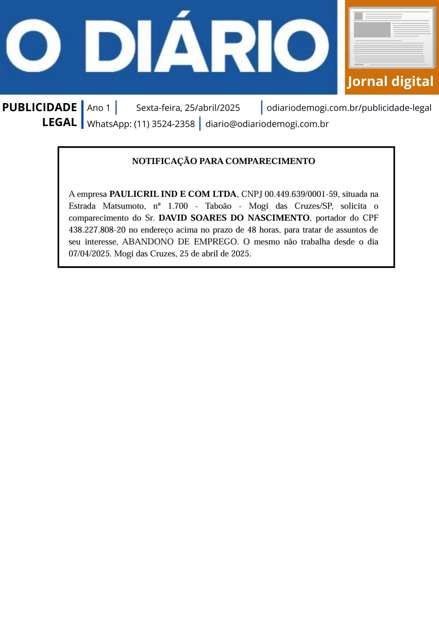 25 de abril de 2025