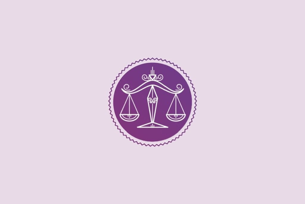 Ilustração do signo de libra em um fundo roxo-claro