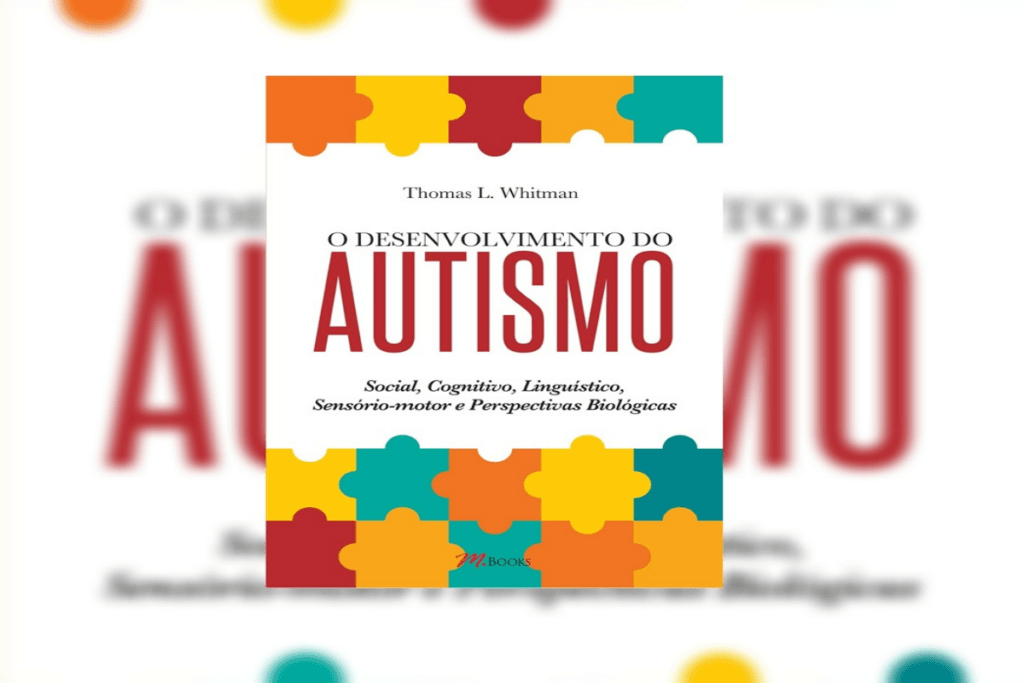 Capa de livro branca com título e nome do autor, e peças de quebra-cabeça coloridas