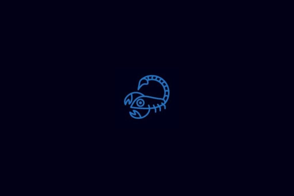 Ilustração do signo de Escorpião em um fundo azul