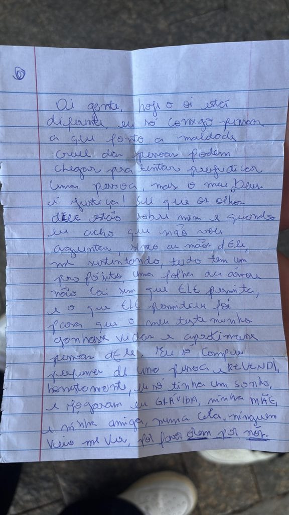 Carta divulgada pela defesa de Nayara Macedo | Foto: divulgação