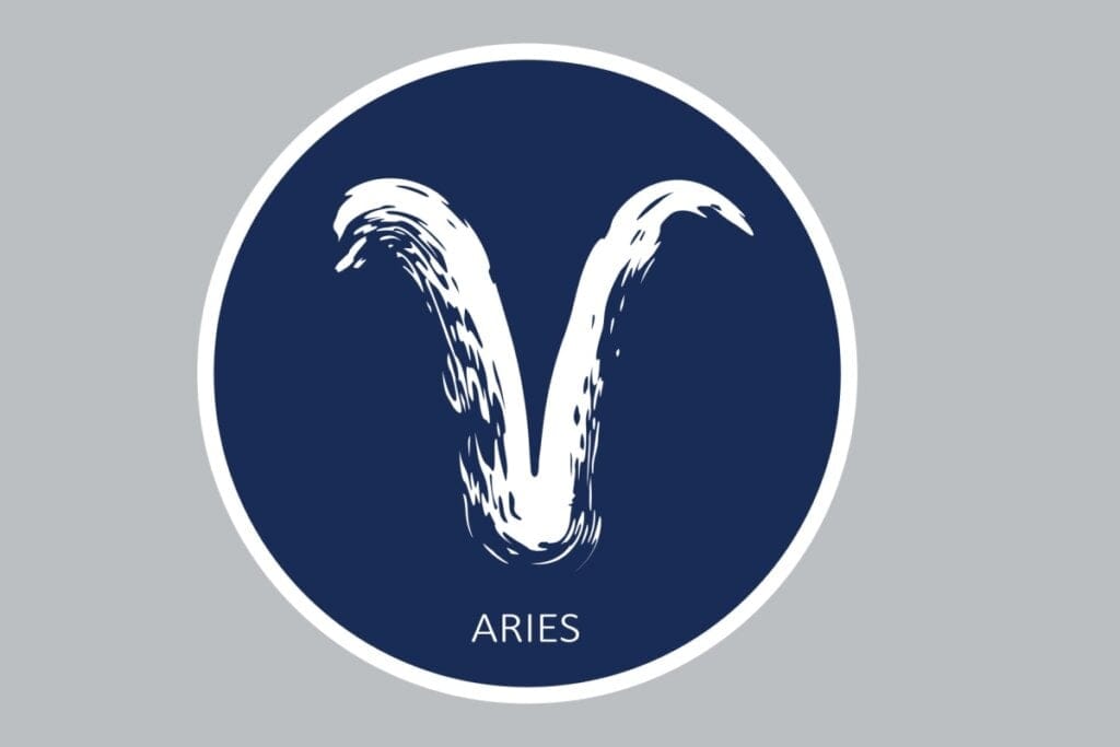 Ilustração do signo de Áries em um fundo azul
