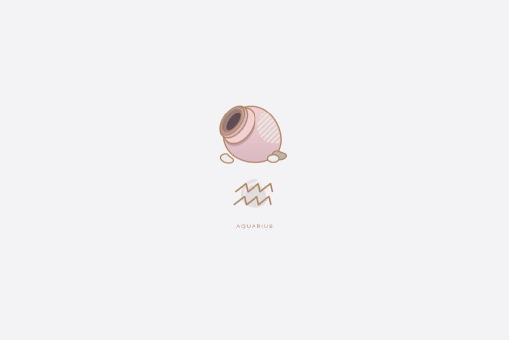 Ilustração do signo de Aquário em um fundo cinza