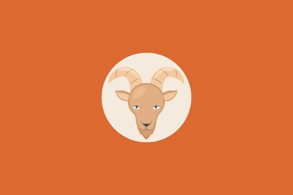 Ilustração de uma cabra em um fundo laranja