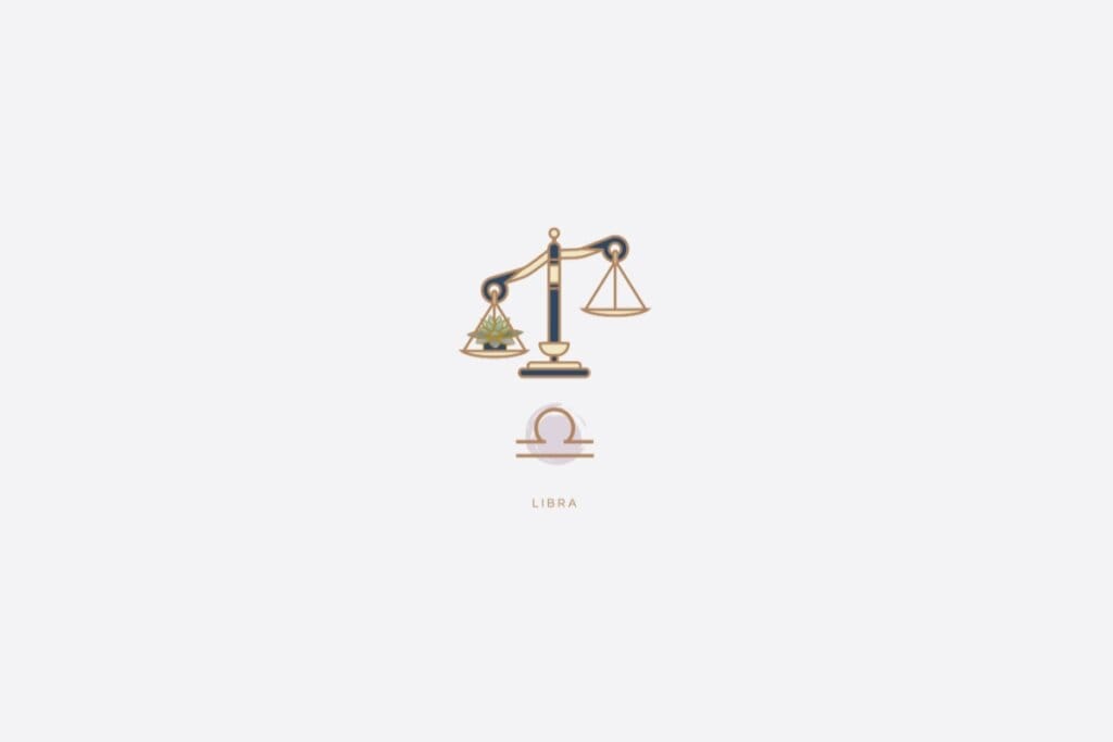 Ilustração do signo de Libra em um fundo cinza