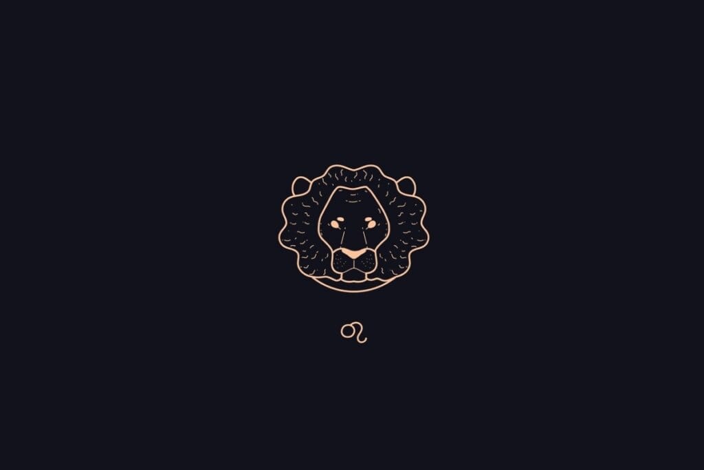 Ilustração do signo de Leão em um fundo preto