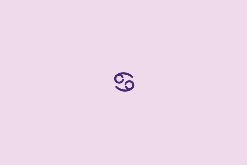 Ilustração do signo de câncer em um fundo roxo
