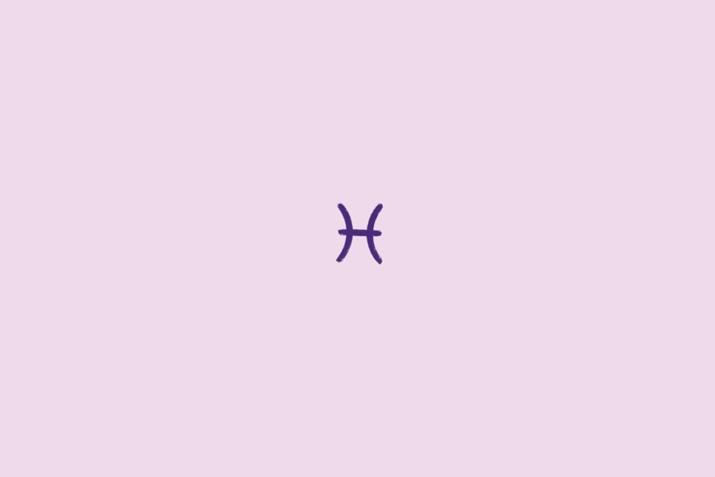 Ilustração do signo de peixes em um fundo roxo