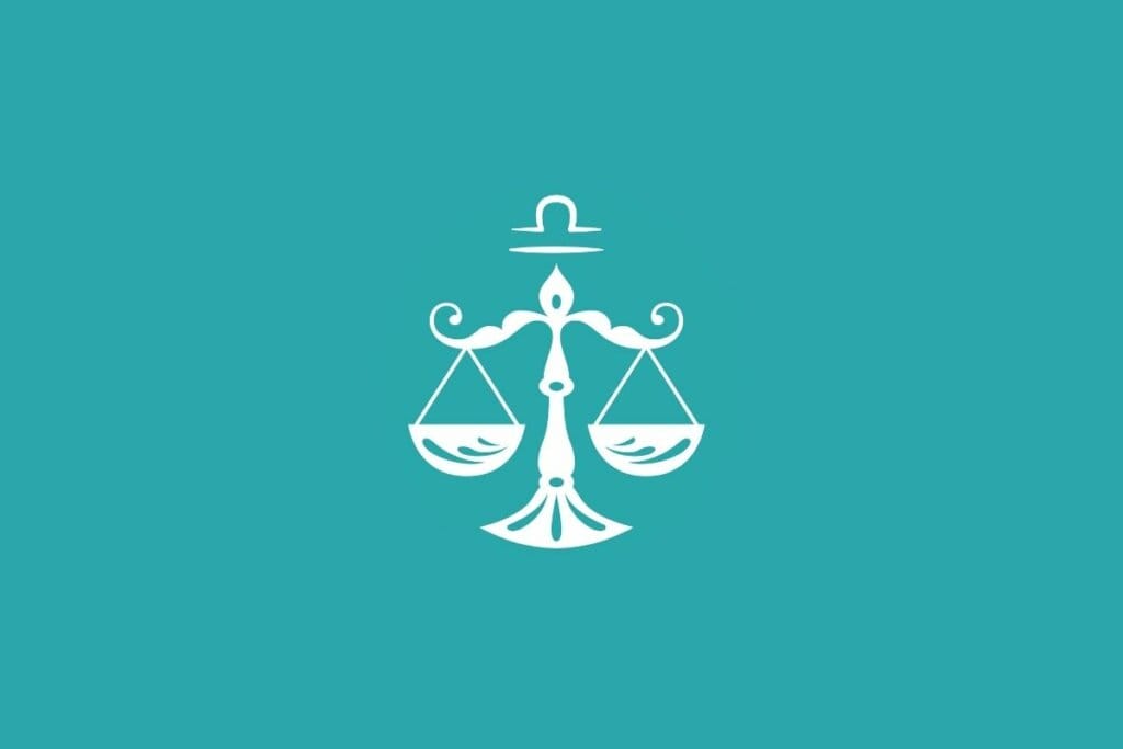 Ilustração do signo de Libra em um fundo verde 