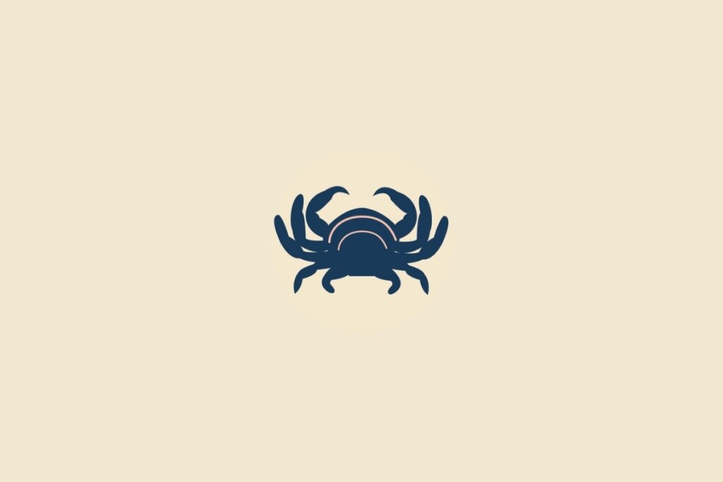 Ilustração do signo de câncer em azul em um fundo bege