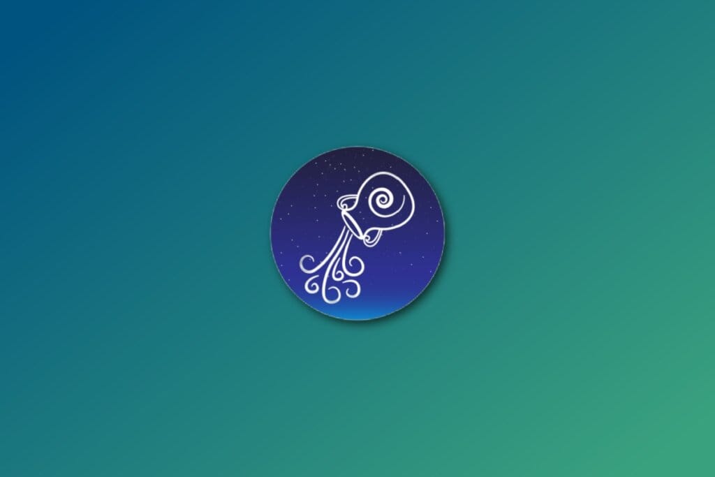 Ilustração do signo de aquário em azul em um fundo verde
