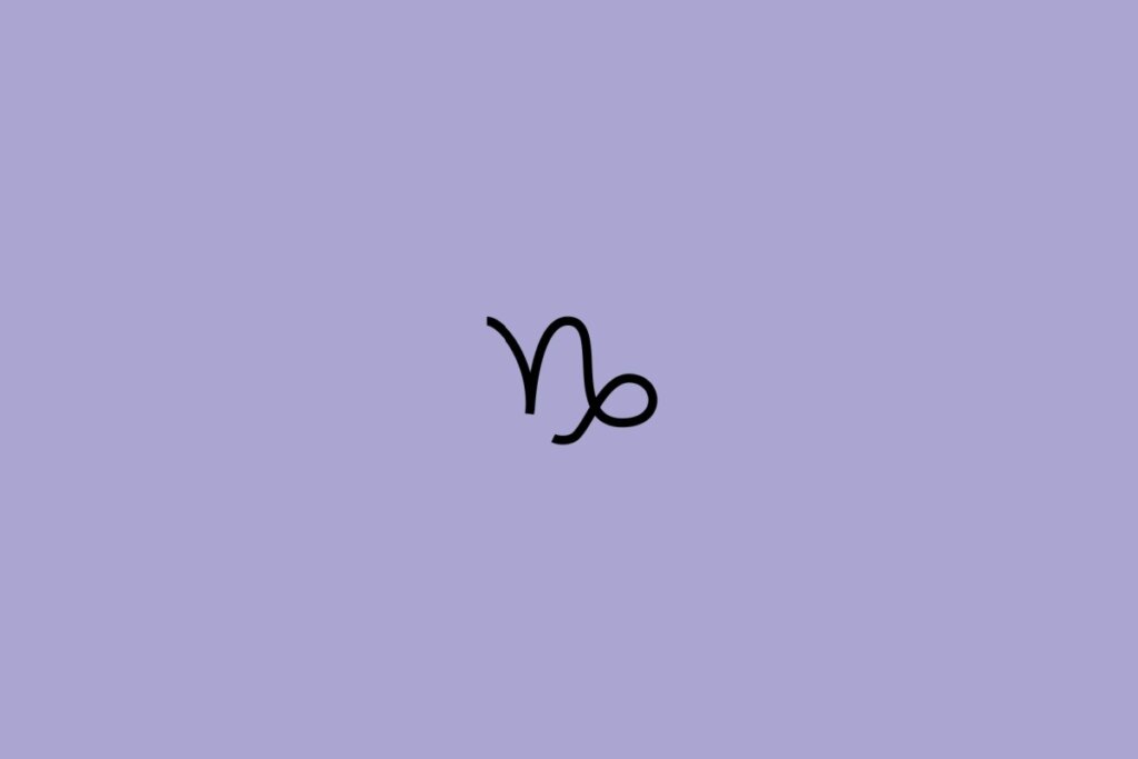 Ilustração do signo de capricórnio em um fundo roxo