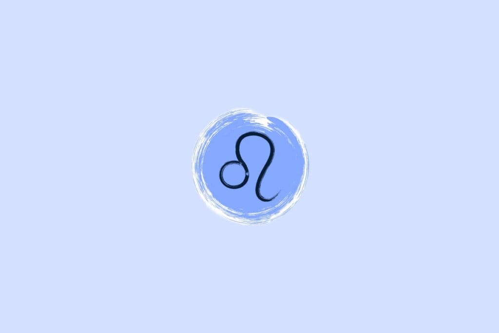 Ilustração do signo de leão em um fundo azul-claro