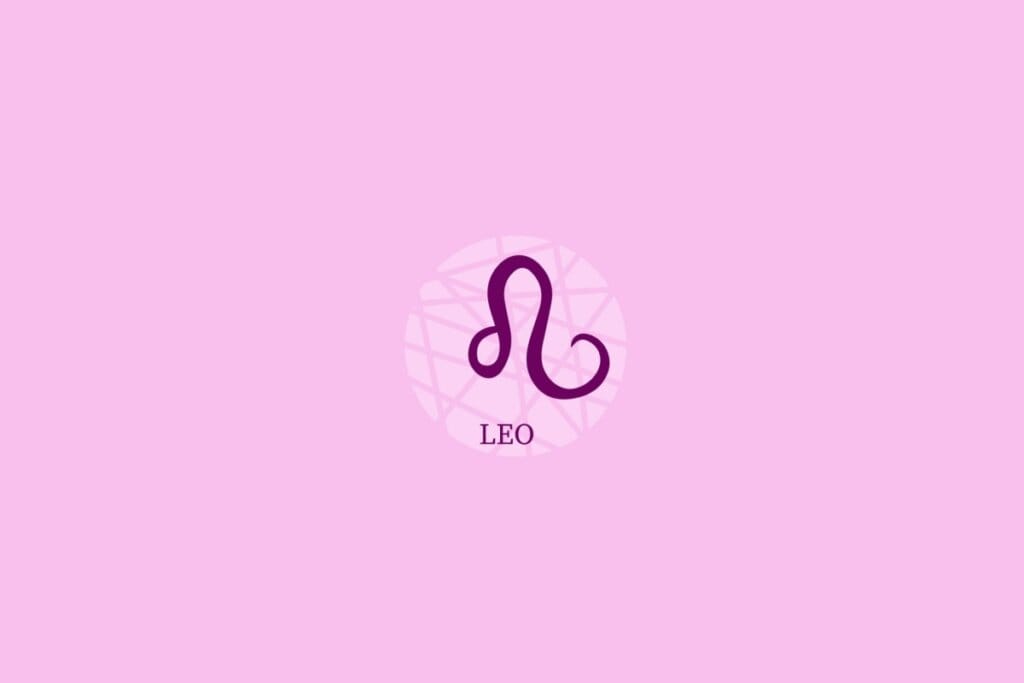 Ilustração do signo de leão em um fundo roxo-claro
