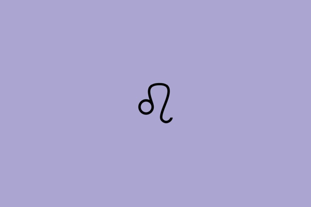 Ilustração do signo de leão em um fundo roxo