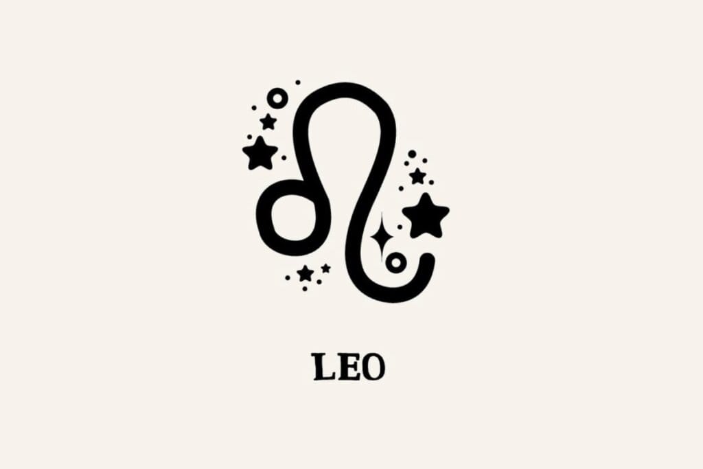 Ilustração com estrelas do signo de Leão em um fundo bege