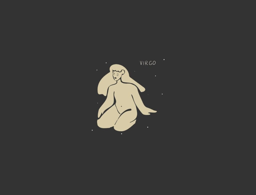 Ilustração do signo de virgem em um fundo preto