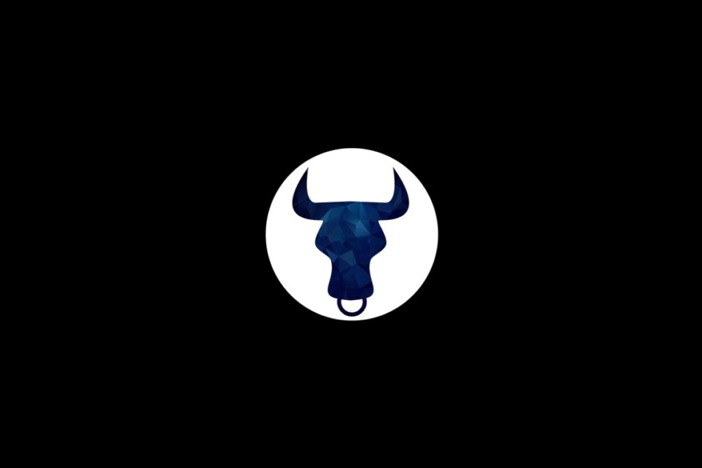 Ilustração do signo de touro azul em um círculo branco