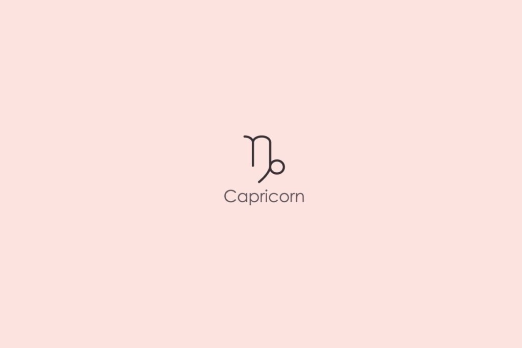 Ilustração do signo de capricórnio em um fundo rosa