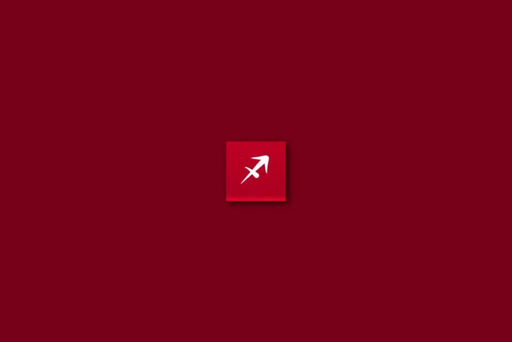 Ilustração do signo de sagitário em um fundo vermelho