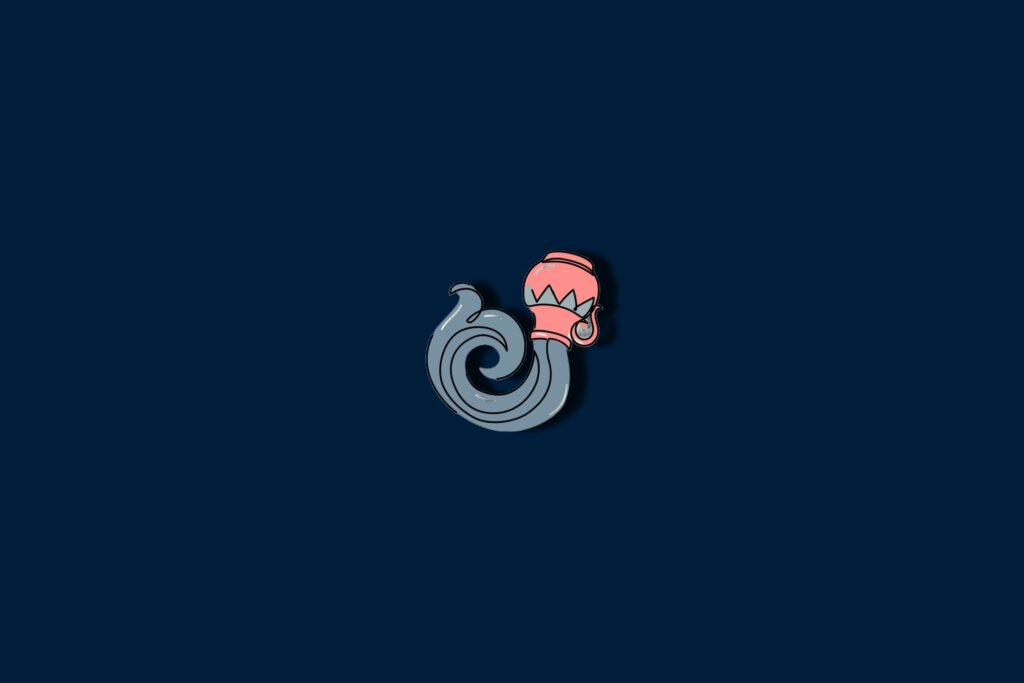 Ilustração de uma ânfora com água em um fundo azul-escuro