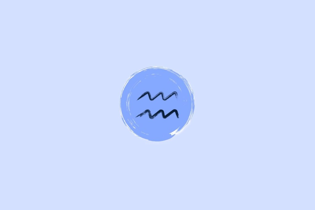 Ilustração do signo de aquário em um fundo azul-esclaro