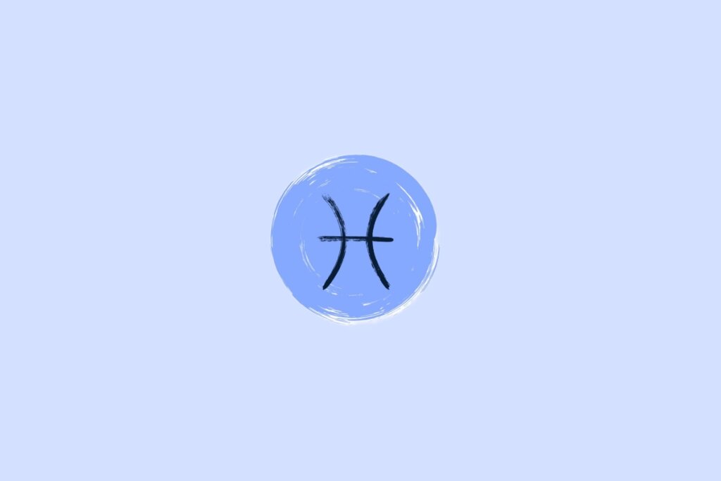 Ilustração do signo de Peixe em um fundo azul-esclaro