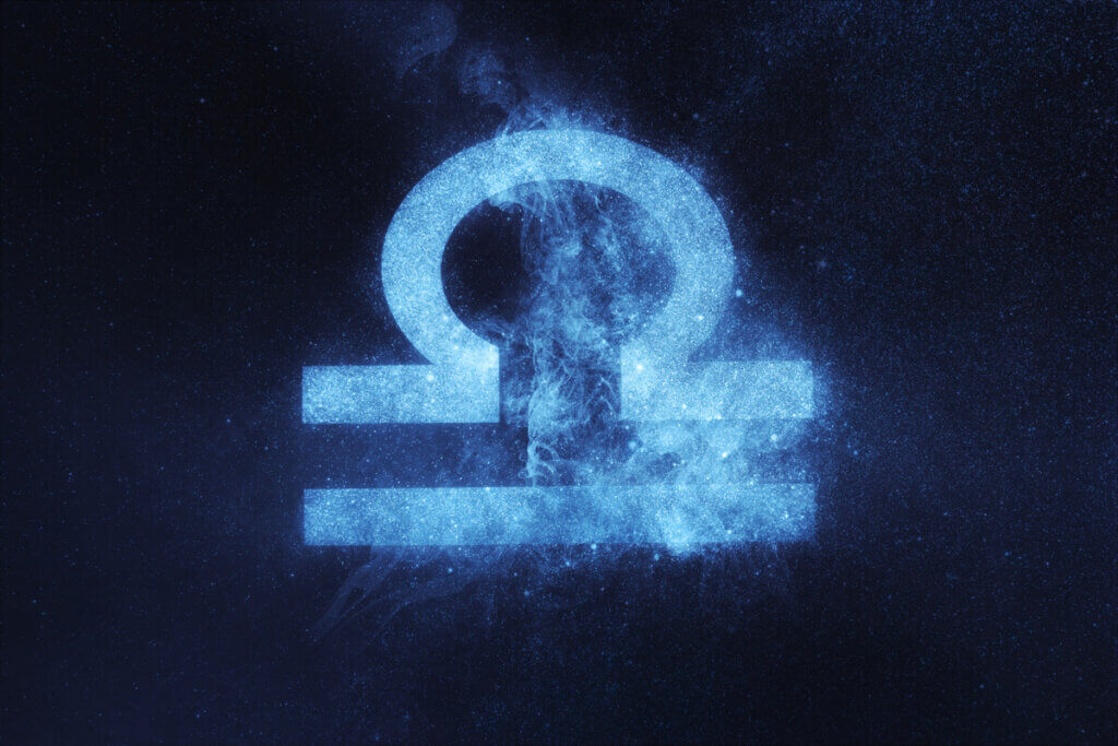 Símbolo do signo de libra em azul