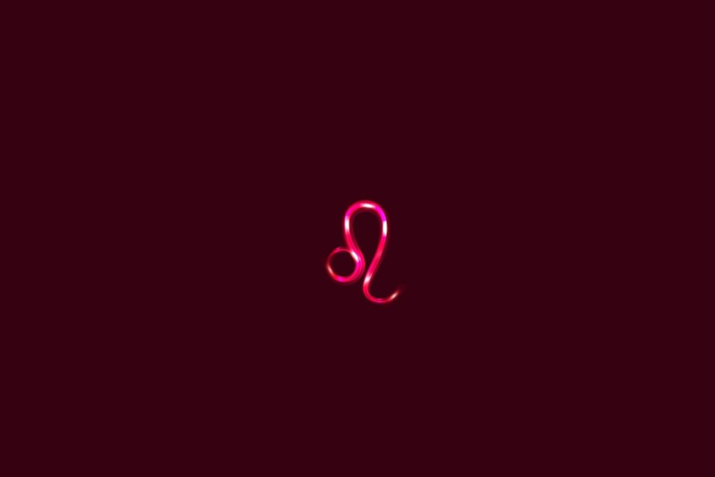 Ilustração do signo de leão em um fundo vermelho