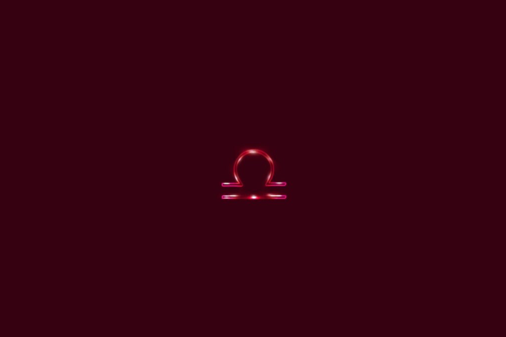 Ilustração do signo de libra em um fundo vermelho