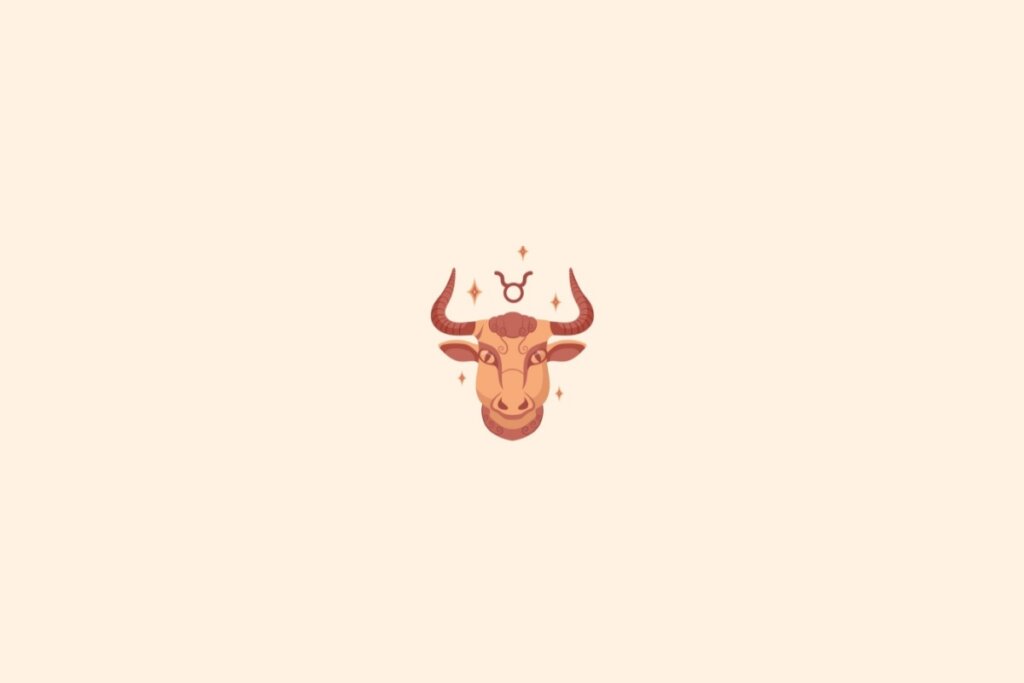 Ilustração do signo de touro com estrelas em um fundo bege