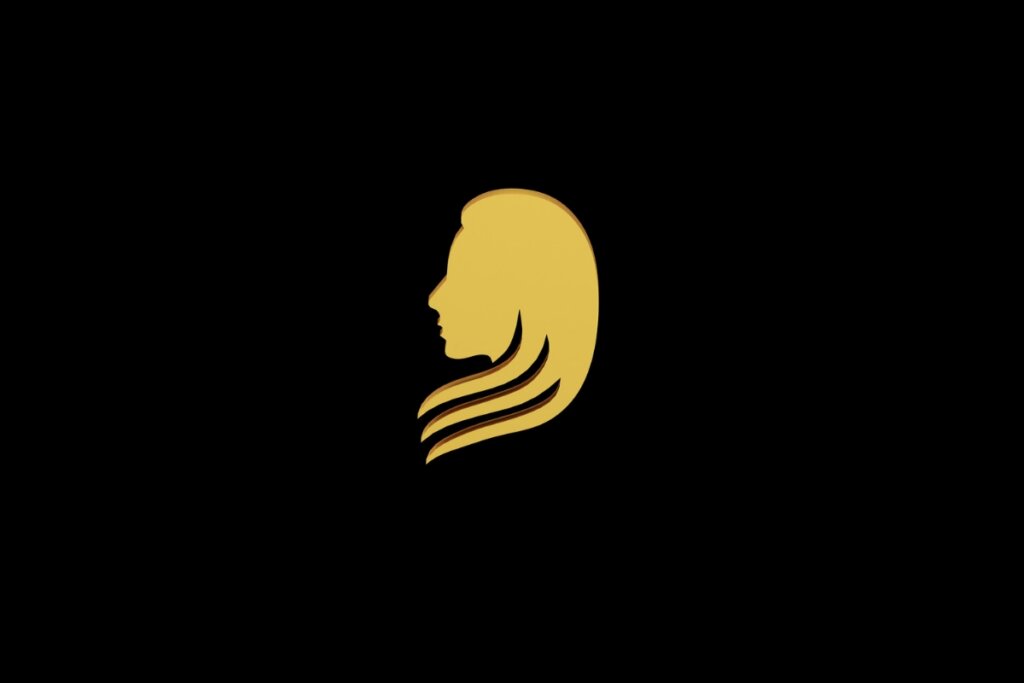 Ilustração do signo de Virgem em amarelo em um fundo preto