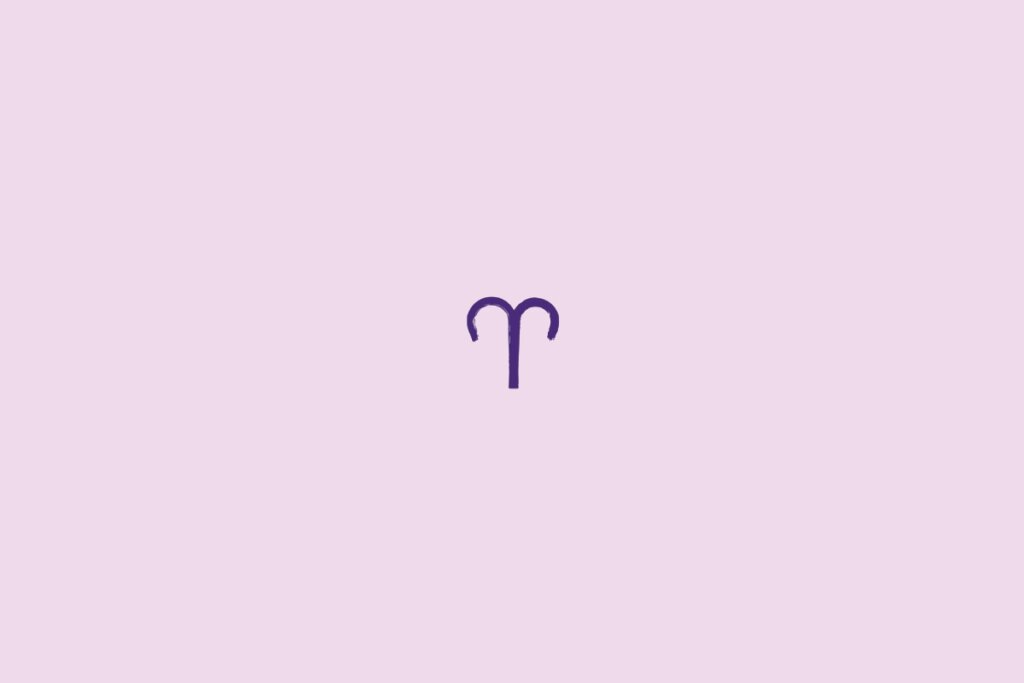 Ilustração do signo de áries em roxo em um fundo roxo-claro