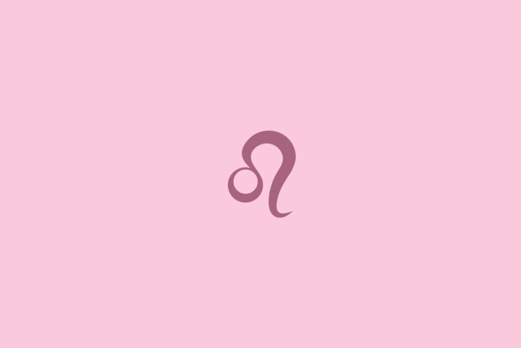 Ilustração do signo de leão centralizado em um fundo rosa-claro