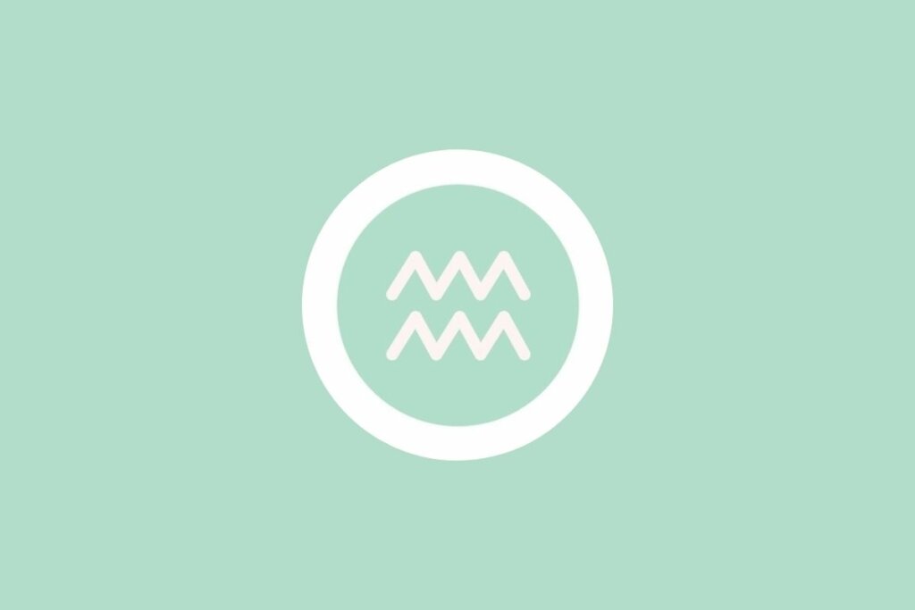 Ilustração do signo de aquário em um fundo verde-claro