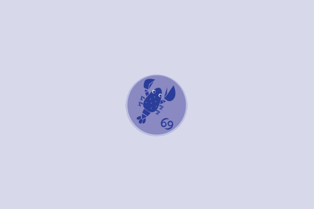Imagem com ilustração do signo de Câncer, representado por um caranguejo estilizado em tons de azul dentro de um círculo sobre fundo claro