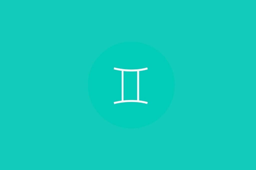 Ilustração do signo de gêmeos centralizado em um fundo verde