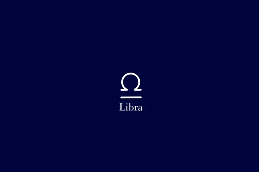 Ilustração do signo de libra em um fundo azul-escuro