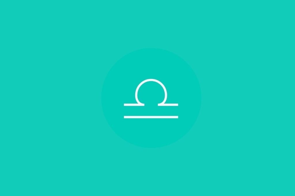 Ilustração do signo de libra centralizado em um fundo verde