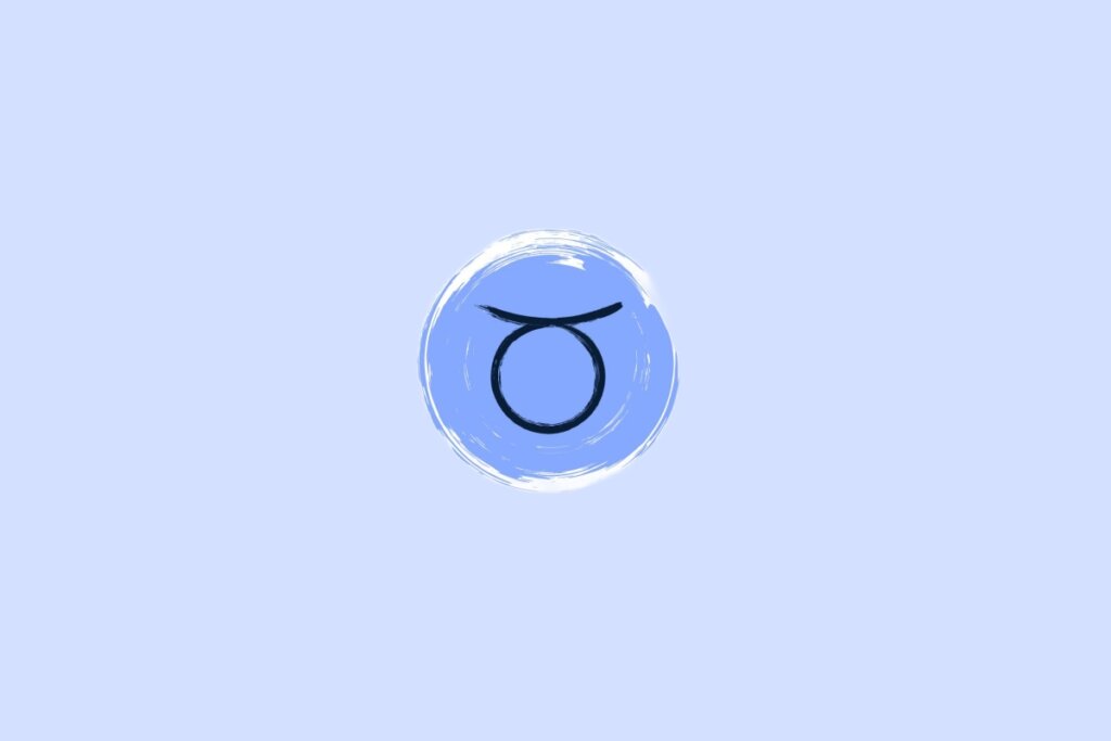 Ilustração do signo de touro na cor preta em um fundo azul-claro