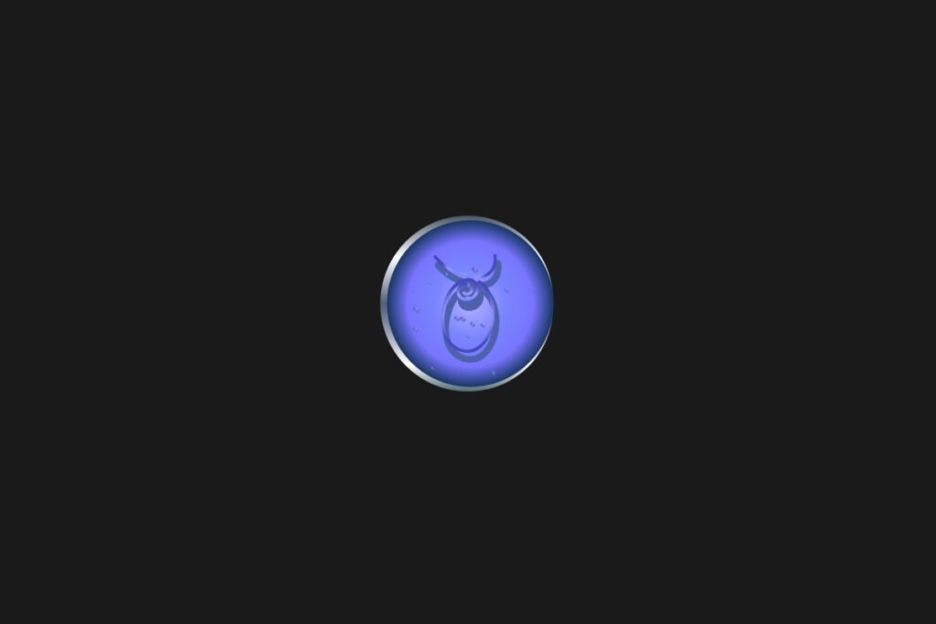 Ilustração de um círculo azul, com o símbolo de touro dentro, centralizado em um fundo preto