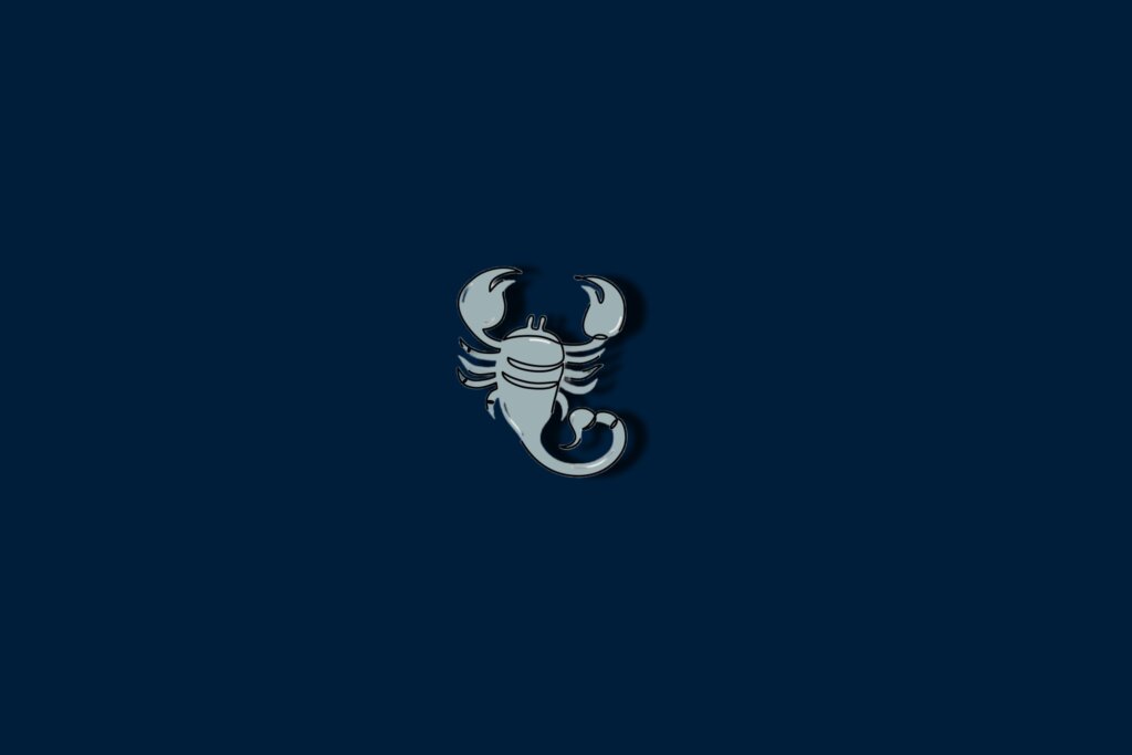 Ilustração de um escorpião em um fundo azul-escuro