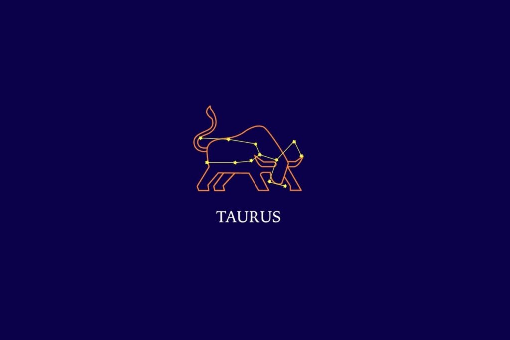 Ilustração do signo de touro em um fundo azul-escuro 
