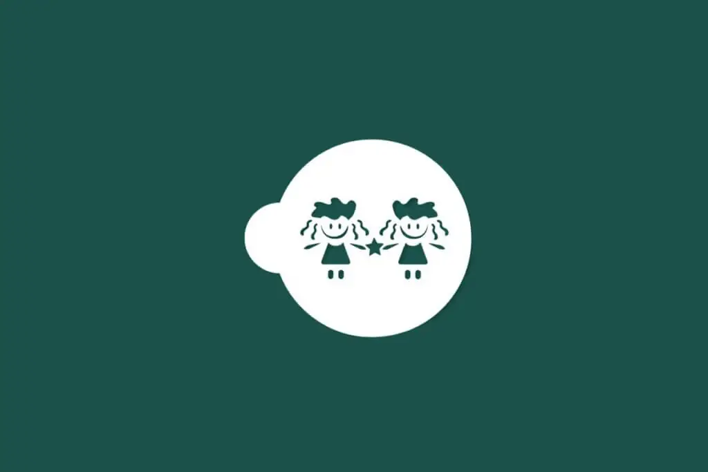 Ilustração do signo de Gêmeos contendo duas figuras humanas estilizadas lado a lado em fundo verde-escuro